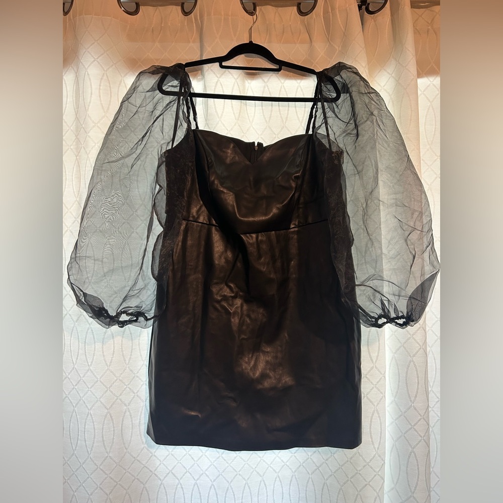 Eloquii Black Mini Dress with Sheer Sleeves